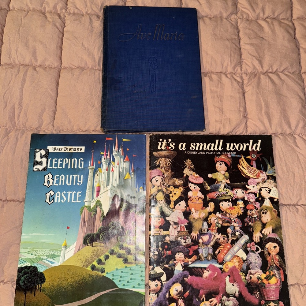 Antique Disneyland Book Lot Its A Small World Sleeping Beauty Castle Ave Maria